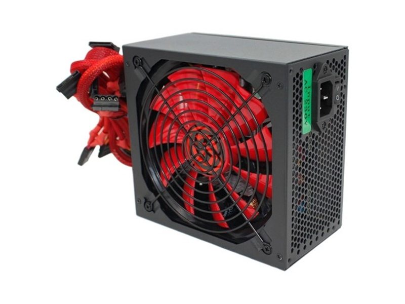 Ginzzu PC500 14CM(Red) 80+ black,APFC,24+4p,2 PCI-E(6+2), 5*SATA, 4*IDE,оплетка, кабель питания,цветная коробка