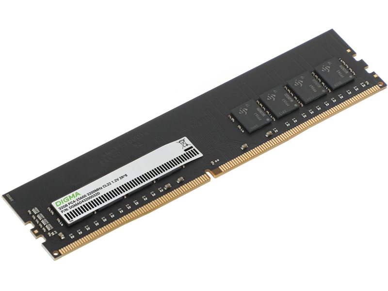 Память DDR4 32GB 3200MHz Digma DGMAD43200032D RTL PC4-25600 CL22 DIMM UDIMM 288-pin 1.2В dual rank Ret
