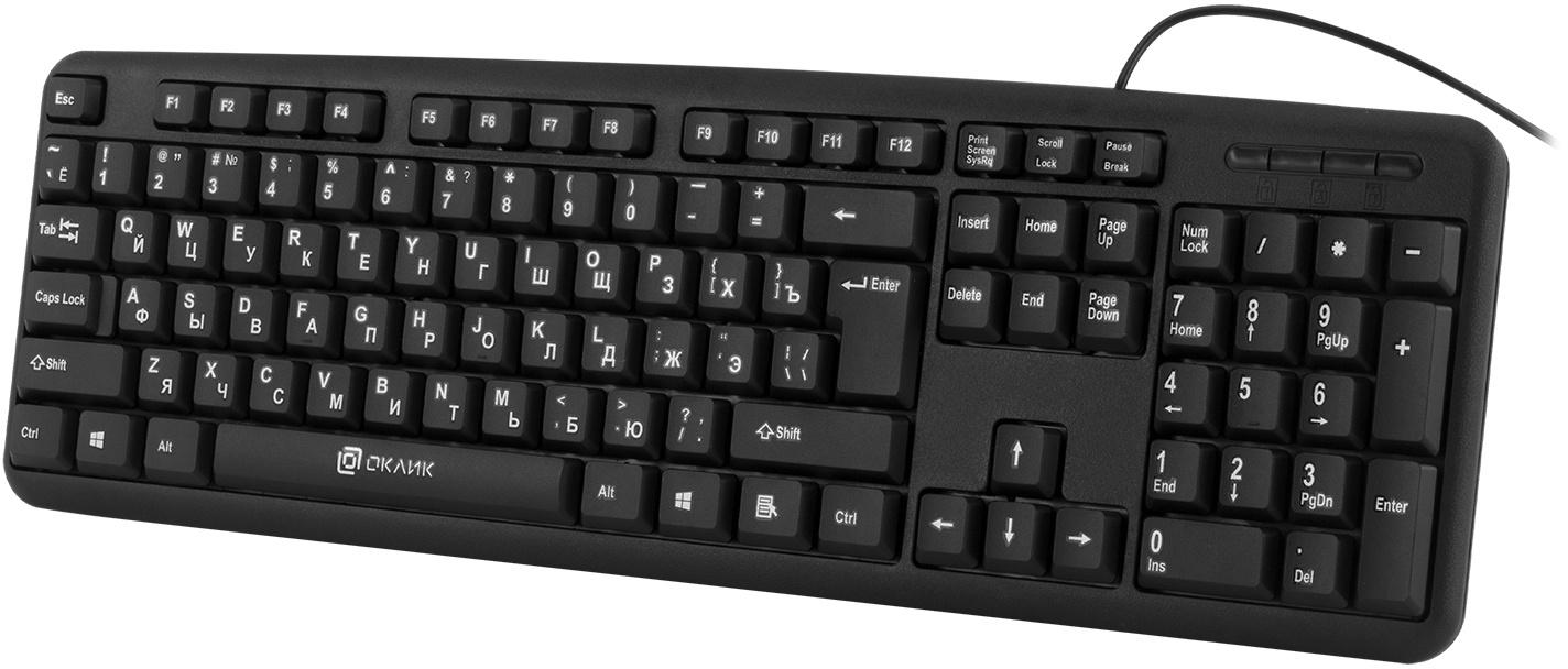 Клавиатура Оклик 180M черный USB (943626) кабель 1.6м