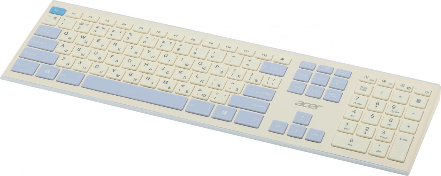 Клавиатура + мышь Acer OCC205 клав:белый/голубой мышь:белый/голубой USB беспроводная slim Multimedia (ZL.ACCEE.00C)