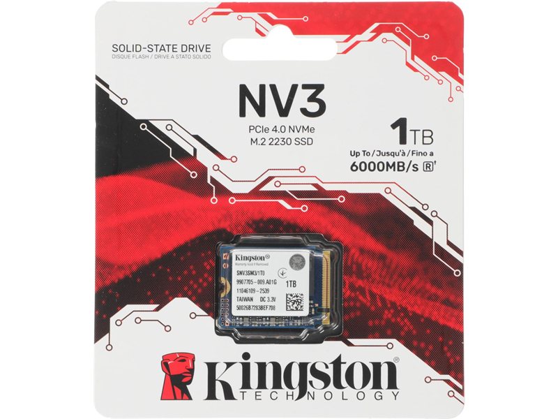 Накопитель SSD Kingston PCIe 4.0 x4 1000GB SNV3SM3/1T0 NV3 M.2 2230