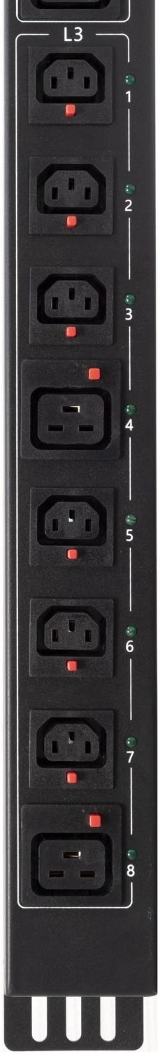 Блок распределения питания Powercom PDU-32AVMS24-18C3-6C9-3P верт.размещ. 18xC13 6xC19 с сетевым мониторингом 3x32A EN 60309 2м