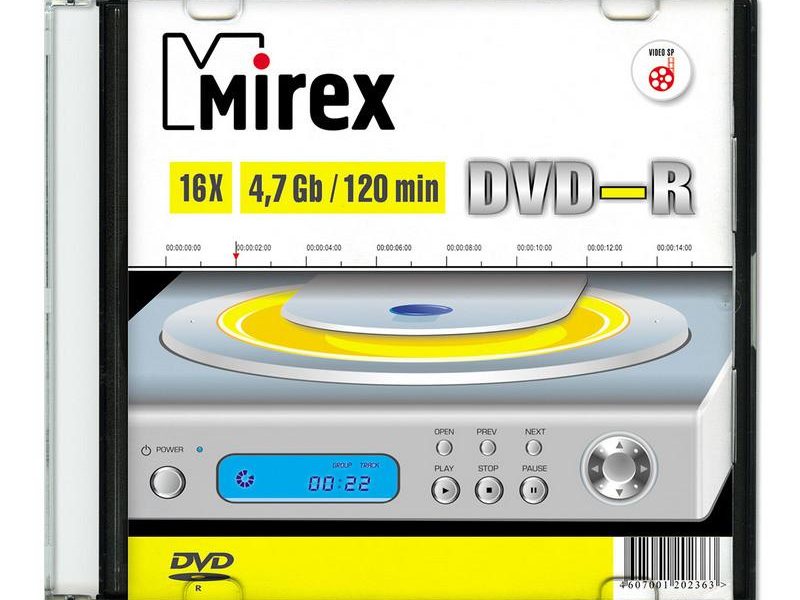 Диск DVD-R Mirex 4.7 Gb, 16x, Slim Case (1), (1/200)