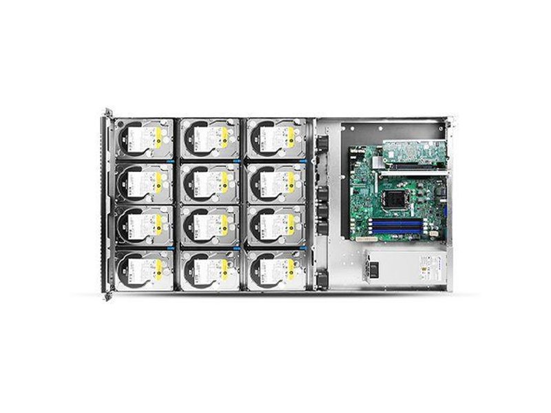Корпус Chenbro RM14500H01*13640 1U,12BAY HDD,W/REAR WINDOW+MINI SAS CABLE,SINGLE(CHENBRO,SR/SK),REV.A01