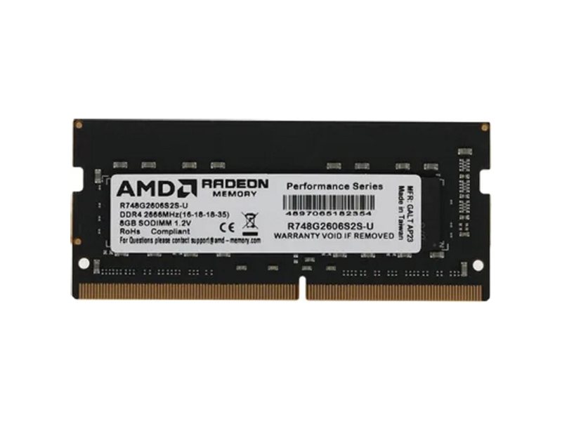 Память DDR4 8Gb 2666MHz AMD R748G2606S2S-U Radeon R7 Performance Series RTL PC4-21300 CL16 SO-DIMM 260-pin 1.2В Ret