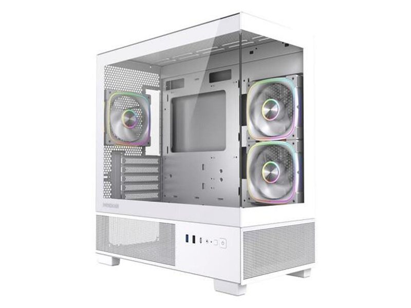 Powercase Корпус Vision Micro S4W, Tempered Glass, Type-C, 3x 120mm ARGB PWM Fan, ARGB+PWM HUB, белый, mATX  (CVMMSHW-A3)