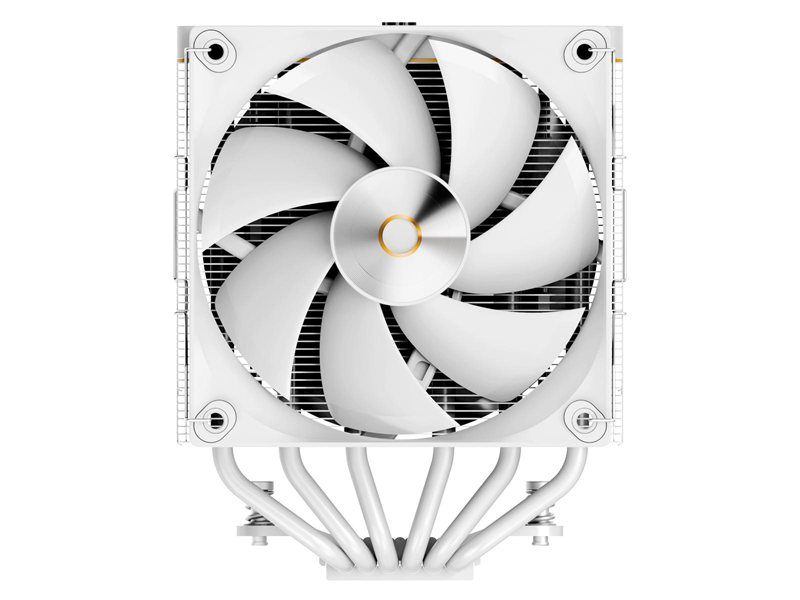 Кулер для процессора/ CPU Cooler Ocypus Iota A62 WH (260W, 4-pin PWM, LED temp., 158mm, Al/Cu, 6x6mm, 2x120mm, 77CFM, 29dBA, 2000RPM, S: 1851/1700/1200/115X, AM5/AM4, white)