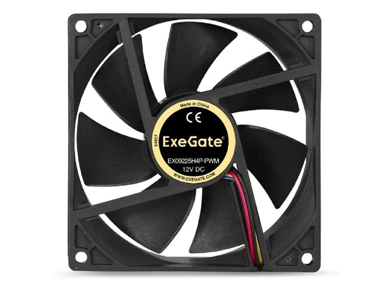 Exegate EX283384RUS Вентилятор ExeGate E09225H4P-PWM, 92x92x25 мм, гидродинамический, 4pin, PWM, 24dBA