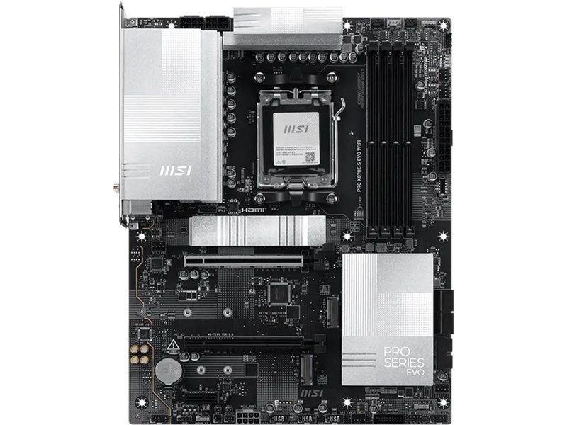 Материнская плата MSI PRO X870E-S EVO WIFI Socket AM5 AMD X870E 4xDDR5 ATX AC`97 8ch(7.1) 5Gigabit RAID+HDMI