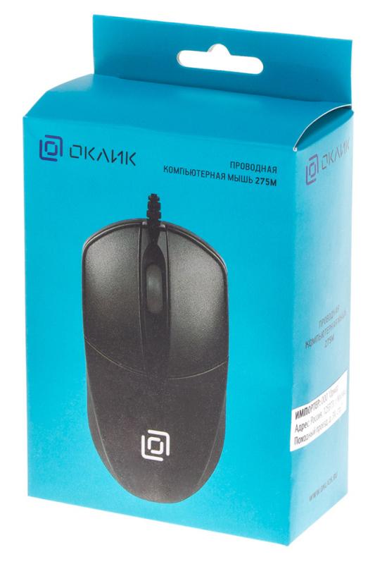 Мышь Оклик 275M черный оптическая 1200dpi USB 3but (412841)