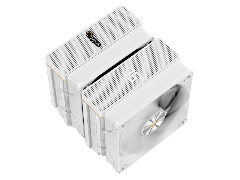 Кулер для процессора/ CPU Cooler Ocypus Iota A62 WH (260W, 4-pin PWM, LED temp., 158mm, Al/Cu, 6x6mm, 2x120mm, 77CFM, 29dBA, 2000RPM, S: 1851/1700/1200/115X, AM5/AM4, white)