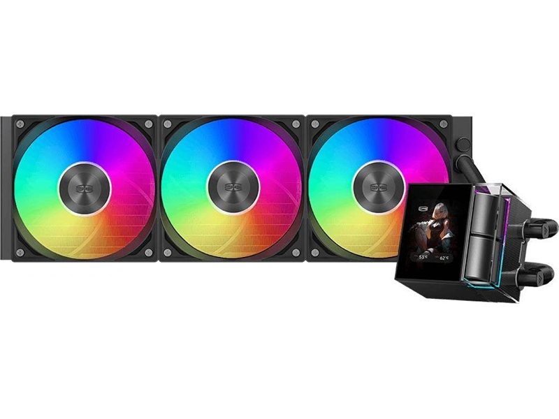 Система водяного охлаждения PcCooler DS360 Display ARGB Soc-AM5/AM4/1200/1700/1851 черный 4-pin 39.8dB Al LCD 310W Ret (DS360-BKAWXY-GL)