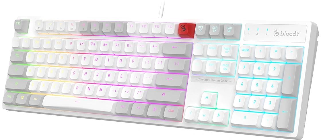 Клавиатура A4Tech Bloody B230N белый USB Multimedia for gamer LED (B230N) кабель 1.8м