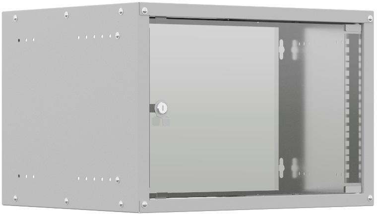 Шкаф коммутационный NTSS Lime (NTSS-WL6U5560GS) настенный 6U 550x600мм пер.дв.стекл несъемн.бок.пан. 30кг серый 520мм 12кг 110град. 370мм IP20 сталь