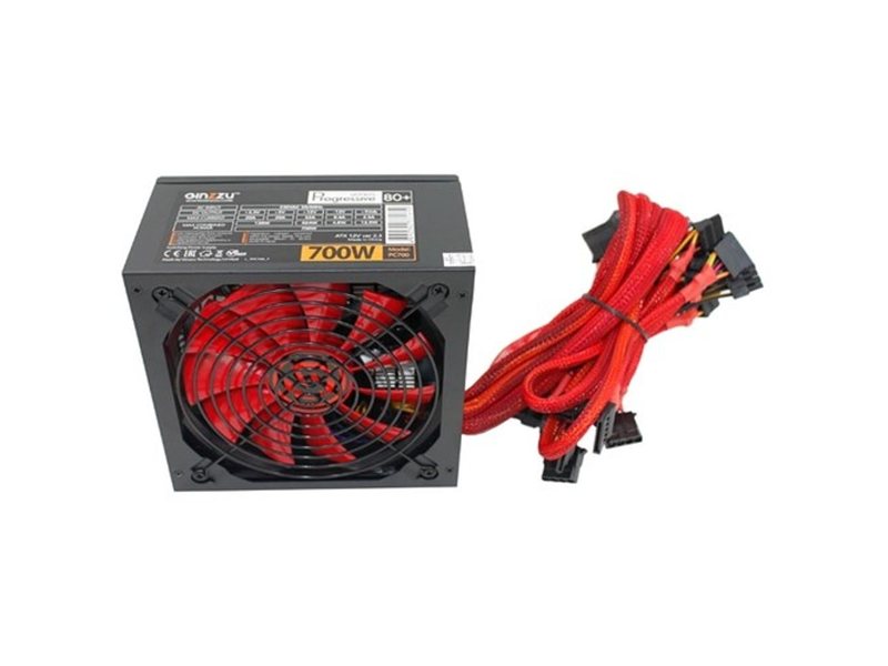 Ginzzu PC700 14CM(Red) 80+ black,APFC,24+4p,2 PCI-E(6+2), 7*SATA, 4*IDE,оплетка, кабель питания,цветная коробка