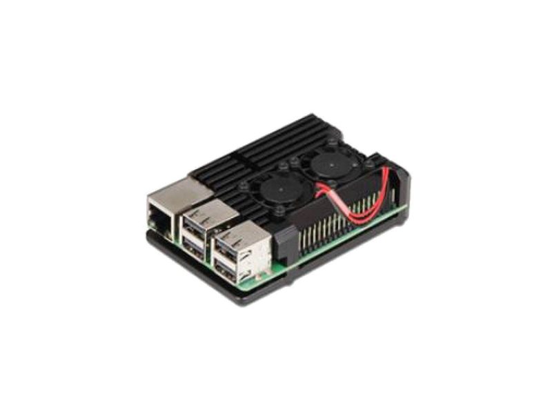 Корпус ACD RA503   Black Metal Aluminum Case with Double Fans for Raspberry Pi 4B (RASP4033)
