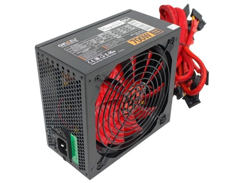 Ginzzu PC700 14CM(Red) 80+ black,APFC,24+4p,2 PCI-E(6+2), 7*SATA, 4*IDE,оплетка, кабель питания,цветная коробка