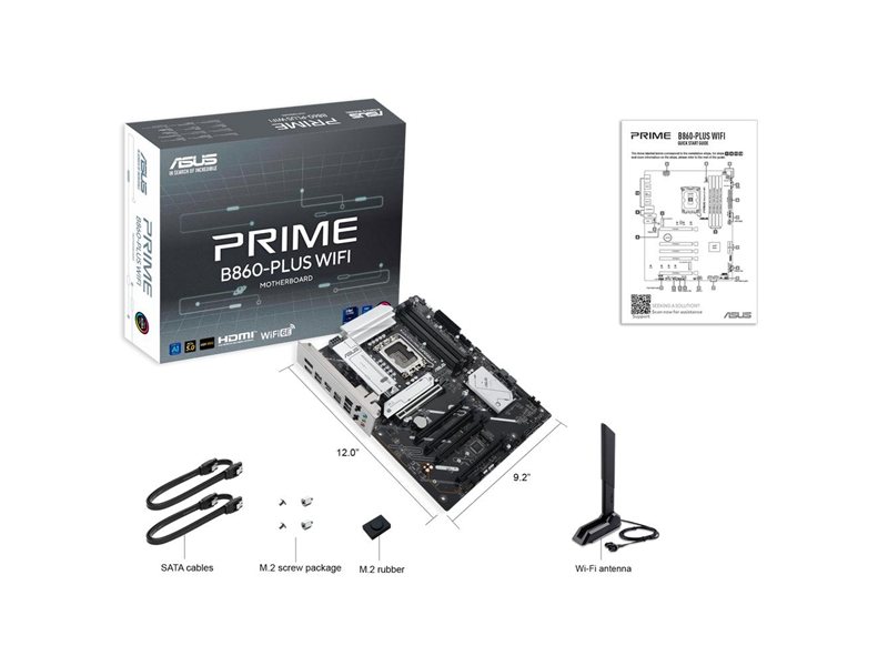 Материнская плата ASUS PRIME B860-PLUS WIFI LGA1851 ATX 4xDDR5 5xPCIEx16 2xM.2 USB-C DP HDMI 2.5GLAN Wi-Fi 6Е