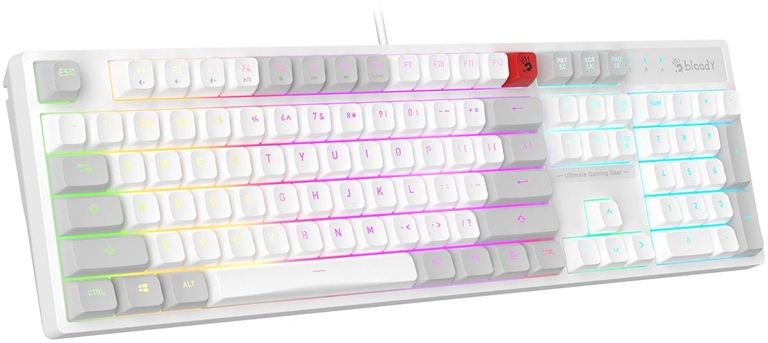 Клавиатура A4Tech Bloody B230N белый USB Multimedia for gamer LED (B230N) кабель 1.8м