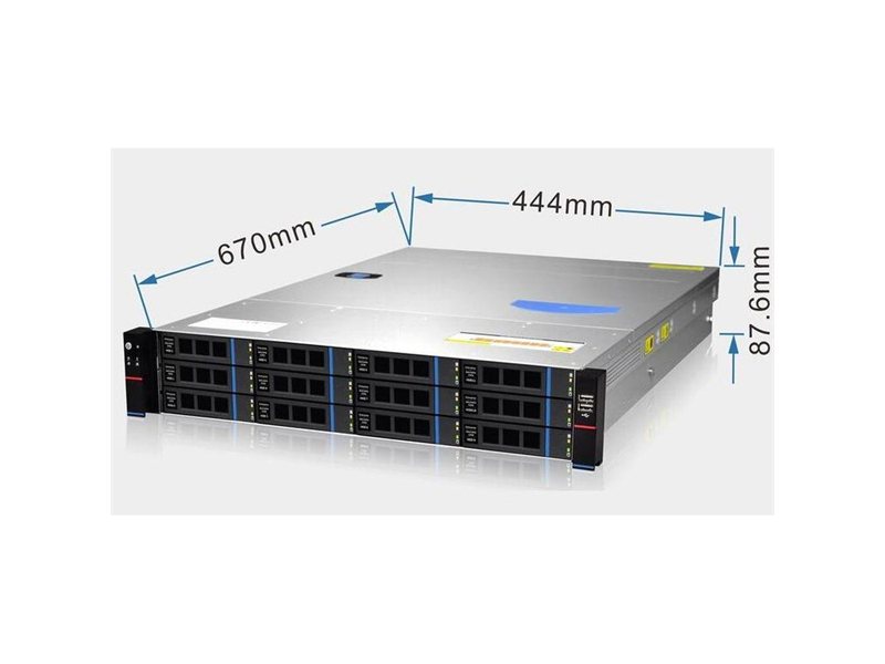 Серверный корпус/ Gooxi RMC2112-670-HS-NV-D 2U 12bay chassis SAS/SATA/NVME backplane rear 2*2.5"SAS/SATA 1300W 1+1 EU power cables rail kit