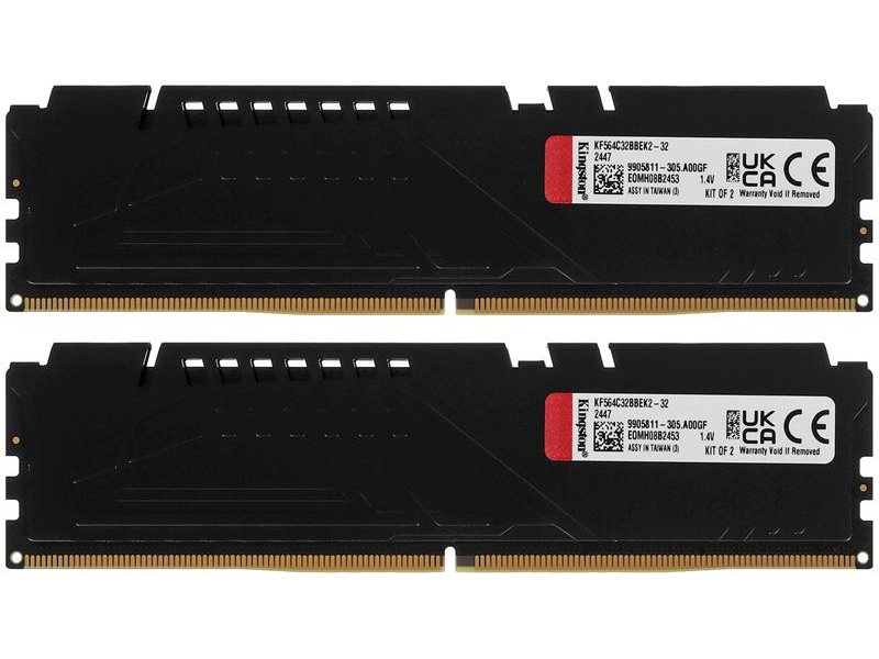 Оперативная память Kingston 32GB 6400MT/s DDR5 CL32 DIMM (Kit 2*16Gb) FURY Beast Black EXPO