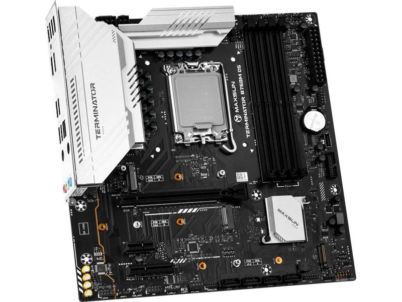 Материнская плата MAXSUN MS-Terminator B760M D5 V2, LGA1700, B760, 4*DDR5, 4*SATA3, 3*M.2, 2*USB 3.2, 3*USB 2.0, 1*PCIEx16, 1*PCIEx4, 1*PCIEx1, DP+HDMI, mATX