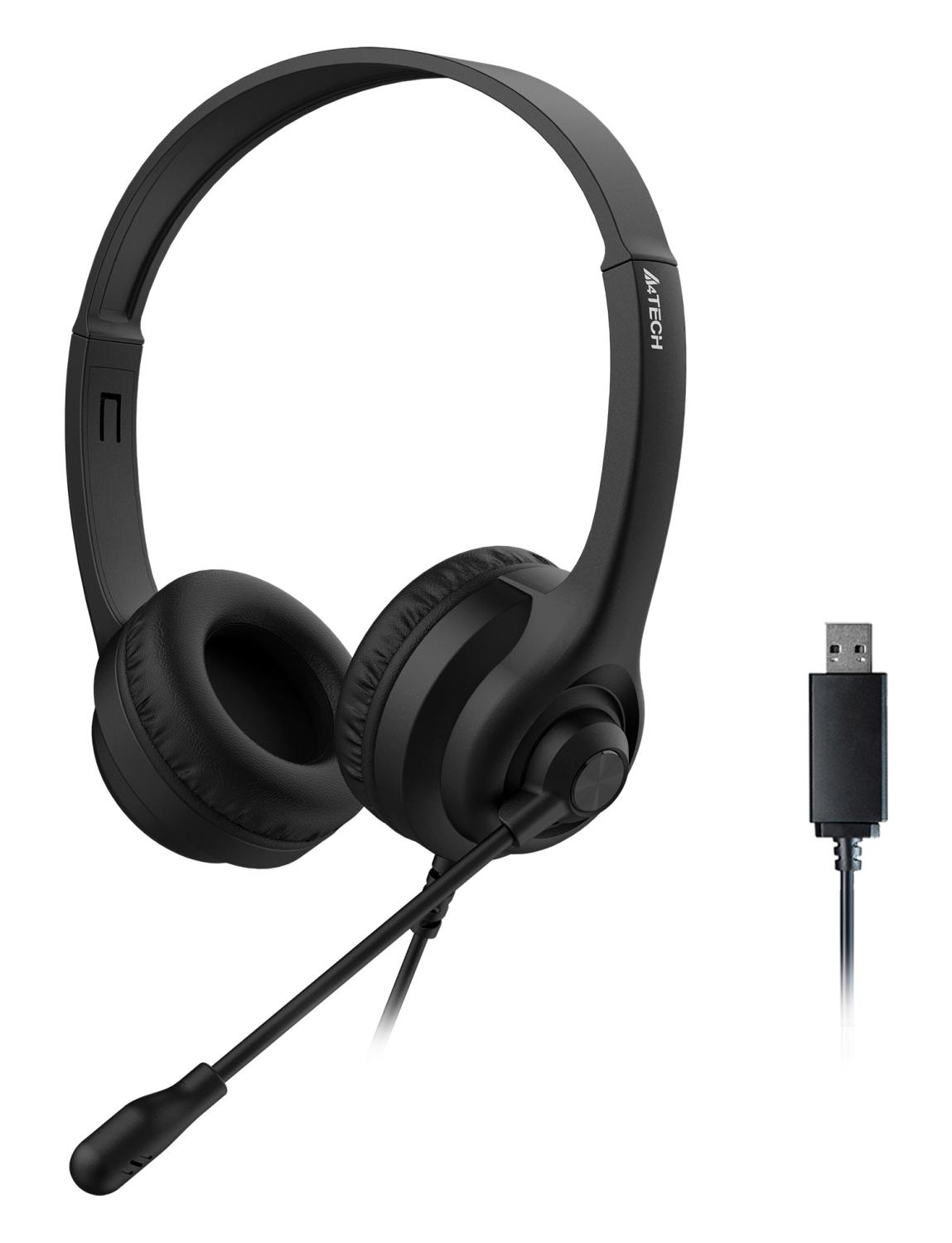 Наушники с микрофоном A4Tech HU-8 черный 2м накладные USB оголовье
