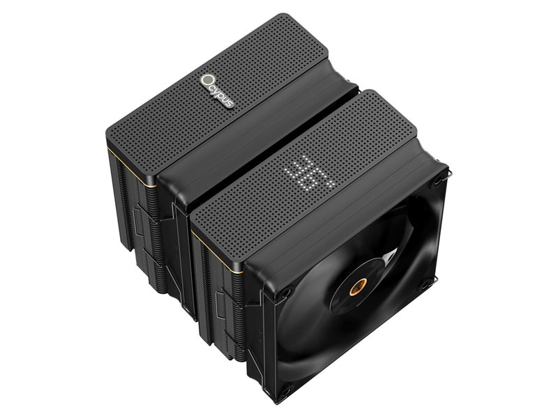 Кулер для процессора/ CPU Cooler Ocypus Iota A62 BK (260W, 4-pin PWM, LED temp., 158mm, Al/Cu, 6x6mm, 2x120mm, 77CFM, 29dBA, 2000RPM, S: 1851/1700/1200/115X, AM5/AM4, black)