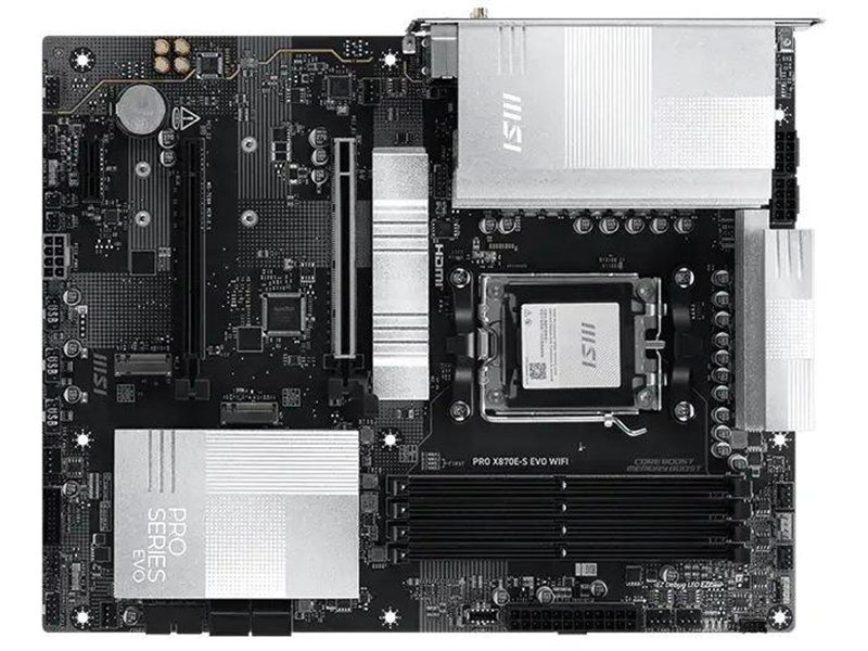 Материнская плата MSI PRO X870E-S EVO WIFI Socket AM5 AMD X870E 4xDDR5 ATX AC`97 8ch(7.1) 5Gigabit RAID+HDMI