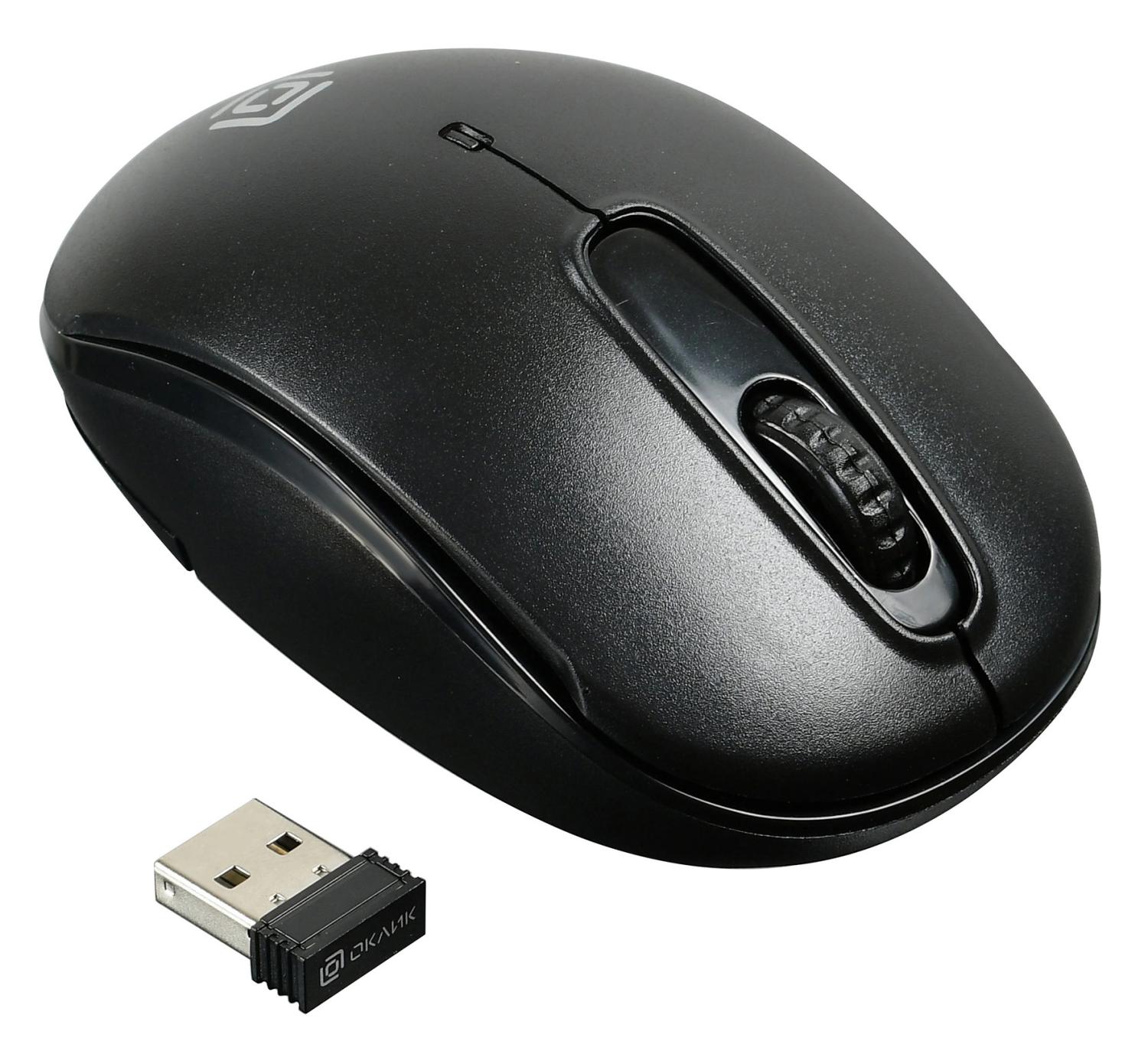 Мышь Оклик 505MW черный оптическая 1000dpi беспров. USB для ноутбука 3but (1018256)