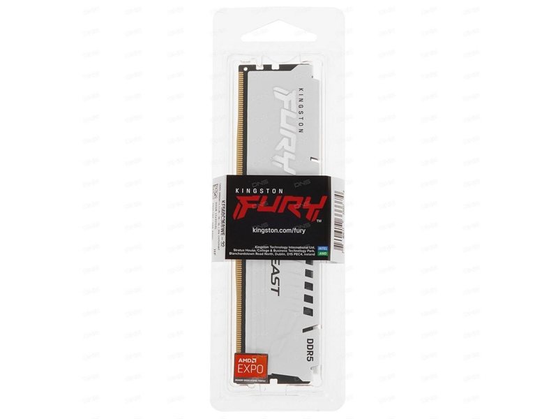 Память DDR5 32GB 6000MHz Kingston KF560C36BWE-32 Fury Beast White Expo RTL Gaming PC5-48000 CL36 DIMM 288-pin 1.35В dual rank с радиатором Ret